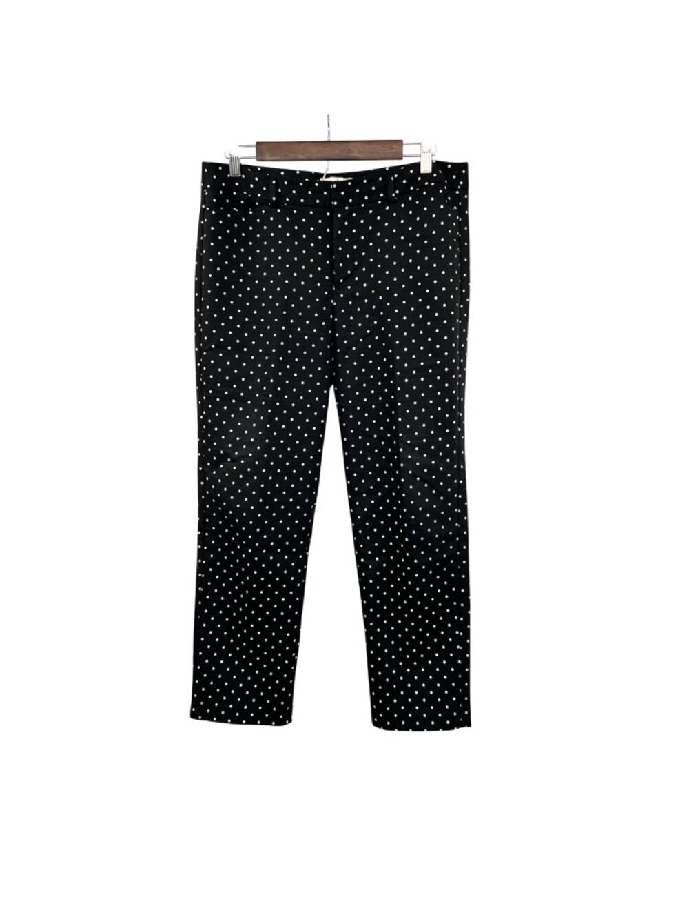ELLE Womens Polka Dot Ankle Pants Black/White Size 8 Pockets